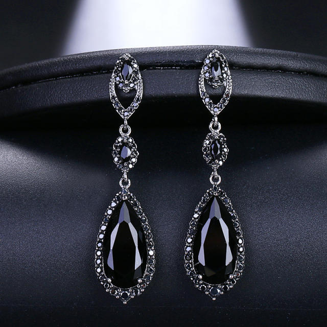 Fashion Shiny Water Drops Singing Large Crystal Zircon Earrings