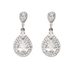 Elegant popular long water drop zircon earrings bride banquet ear jewelry