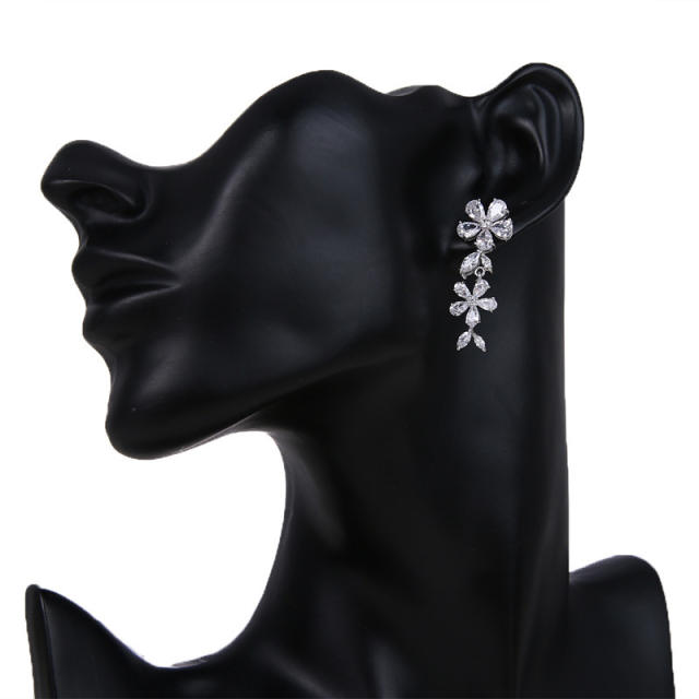 Personality creative lilac zircon tassel earrings fashion women's earrings