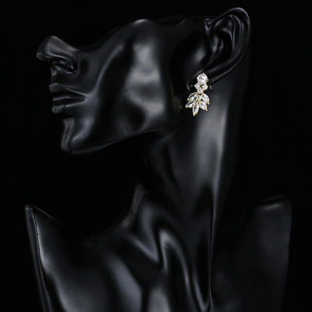 Flower Ear Studs Ice Flower Copper Inlaid Zircon Earrings