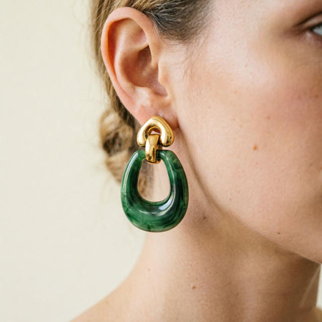 Easy match U shape acylic stainless steel earrings for women