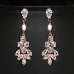 Copper inlaid AAA zircon horse eye design creative earrings