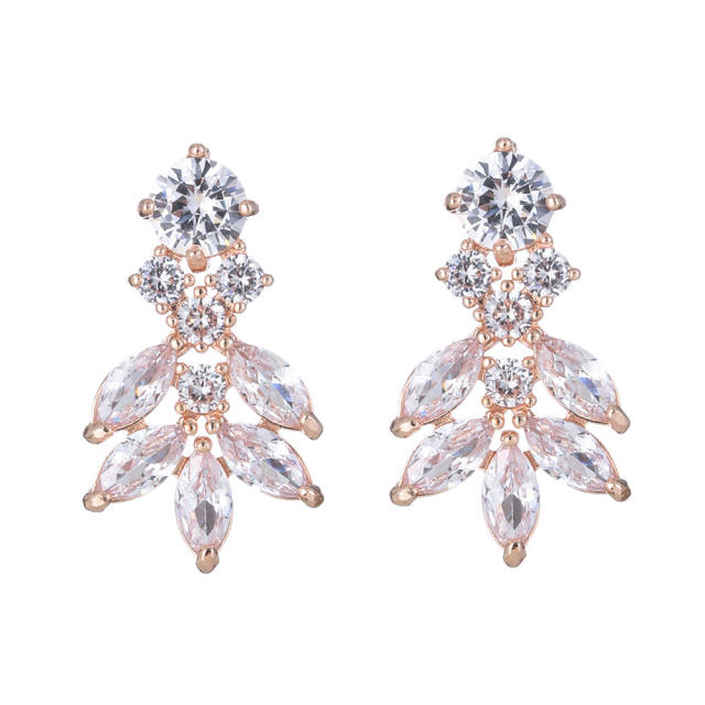 Flower Ear Studs Ice Flower Copper Inlaid Zircon Earrings