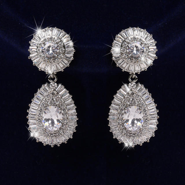 Hot Sale Copper Zircon Earrings Vintage Diamond-inlaid Drop Earrings