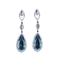 Fashion Shiny Water Drops Singing Large Crystal Zircon Earrings
