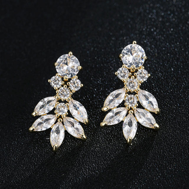 Flower Ear Studs Ice Flower Copper Inlaid Zircon Earrings