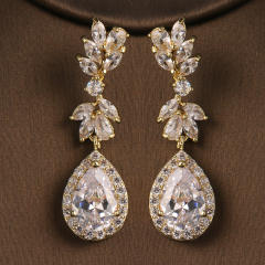 Fashion creative exquisite flower inlaid AAA zircon water drop earrings