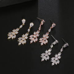 Copper inlaid AAA zircon horse eye design creative earrings