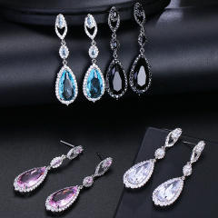Fashion Shiny Water Drops Singing Large Crystal Zircon Earrings