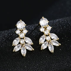 Flower Ear Studs Ice Flower Copper Inlaid Zircon Earrings