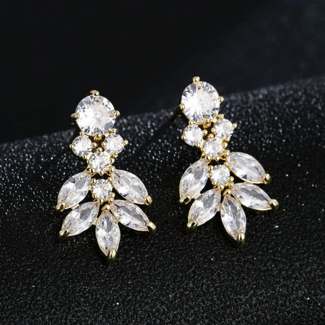 Flower Ear Studs Ice Flower Copper Inlaid Zircon Earrings