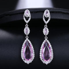 Fashion Shiny Water Drops Singing Large Crystal Zircon Earrings