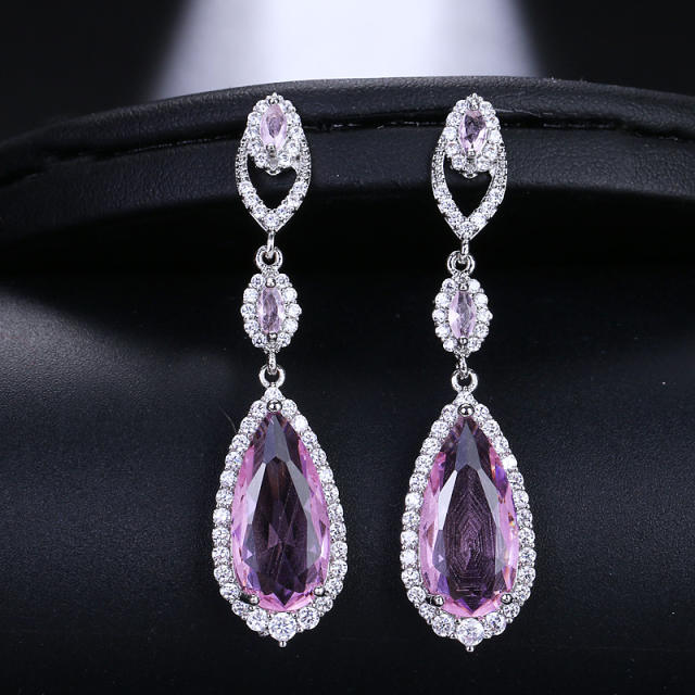 Fashion Shiny Water Drops Singing Large Crystal Zircon Earrings