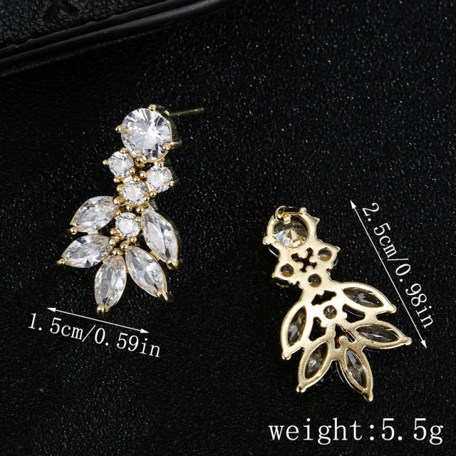 Flower Ear Studs Ice Flower Copper Inlaid Zircon Earrings