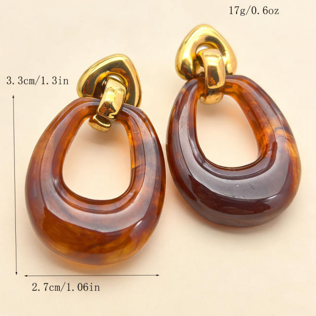 Easy match U shape acylic stainless steel earrings for women
