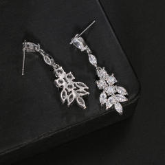 Copper inlaid AAA zircon horse eye design creative earrings