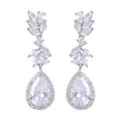 Fashion creative exquisite flower inlaid AAA zircon water drop earrings
