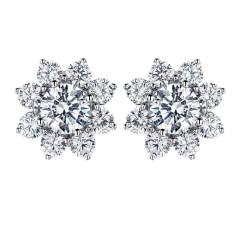 Women's fashionable inlaid zircon flower stud earrings