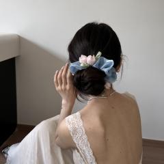 Korean-Style Sweet Tulip Flower Large Scrunchie for Women