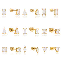 Easy match diamond Piercing earrings stainless steel earrings studs earrings