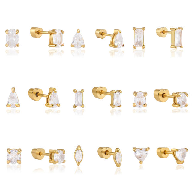 Easy match diamond Piercing earrings stainless steel earrings studs earrings