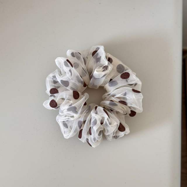 2 size polka dots organza material scrunchies for women