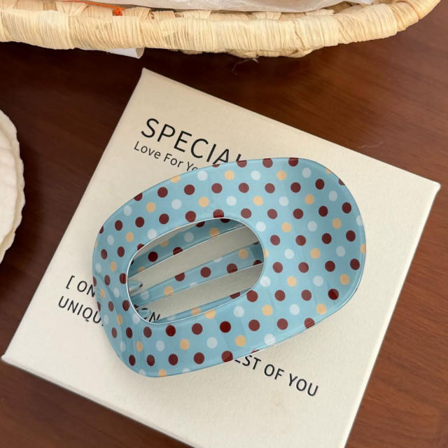 Korean fashion vintage plaid pattern polka dots design duckbill hair clips for women