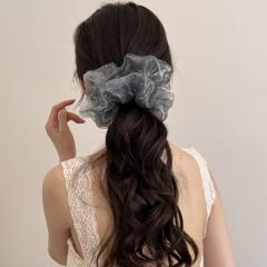 Korean-Style Sweet Rhinestone Mesh Scrunchie for Women large size scrunchies