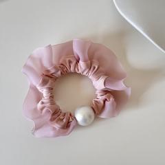 Pink hair tie-mesh lace
