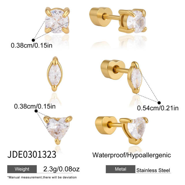 Easy match diamond Piercing earrings stainless steel earrings studs earrings