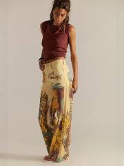 Street Fashion Casual Loose Printed Mid-Waist Straight-Leg Women's Jeans