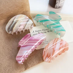 Korean fashion elegant striped pattern hair claw clips for women