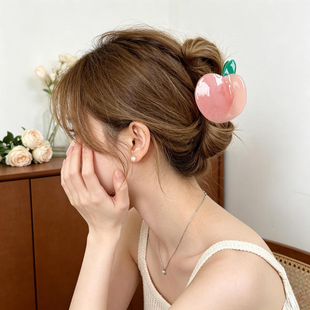 Acetic Acid Peach Hair Clip Elegant and Beautiful Hairpin for summer