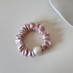 Pink hair tie-single large pearl