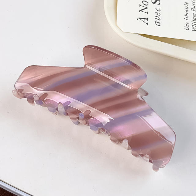 Korean fashion elegant striped pattern hair claw clips for women