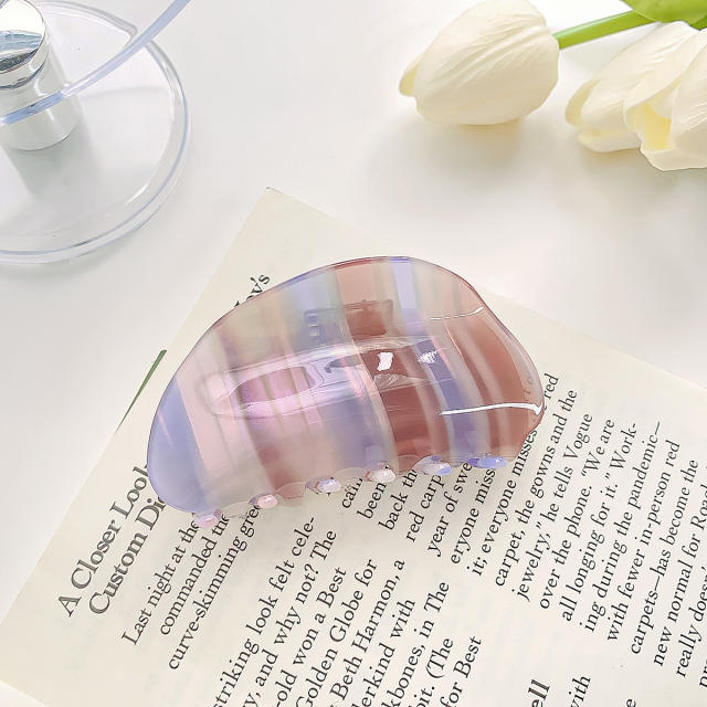Korean fashion elegant striped pattern hair claw clips for women