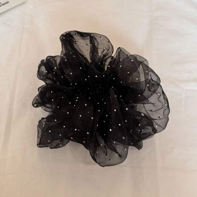 Korean-Style Sweet Rhinestone Mesh Scrunchie for Women large size scrunchies