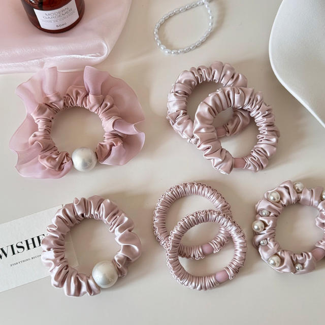 Korean-Style Gentle and Versatile High-Elasticity Hair Ties pink color hair ties for women