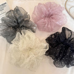 Korean-Style Sweet Rhinestone Mesh Scrunchie for Women large size scrunchies