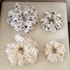 2 size polka dots organza material scrunchies for women