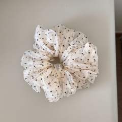 2 size polka dots organza material scrunchies for women