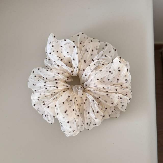 2 size polka dots organza material scrunchies for women
