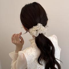 2 size polka dots organza material scrunchies for women