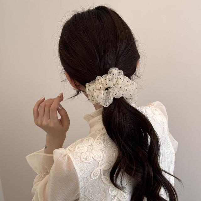 2 size polka dots organza material scrunchies for women