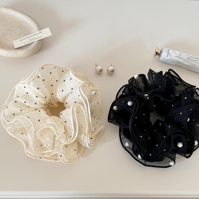 Korean-Style Polka Dot Scrunchie Four-Layer Sweet large size scrunchies