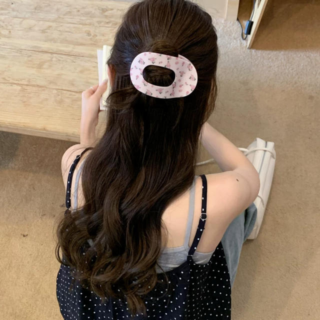 Korean fashion vintage plaid pattern polka dots design duckbill hair clips for women