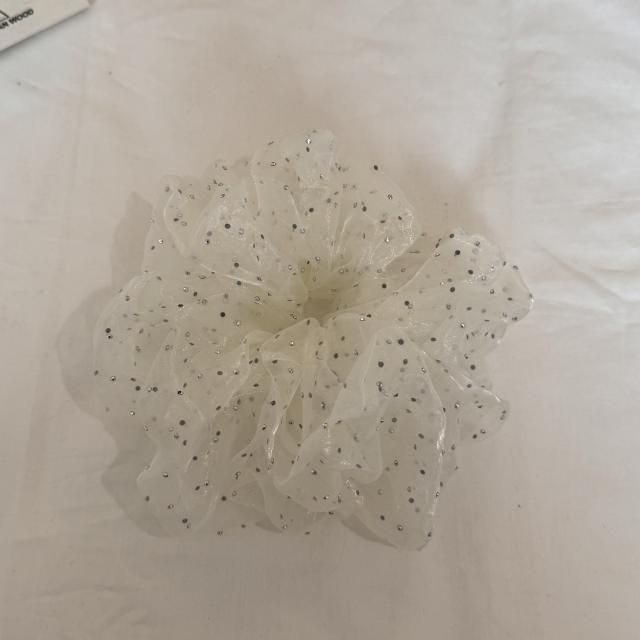 Korean-Style Sweet Rhinestone Mesh Scrunchie for Women large size scrunchies