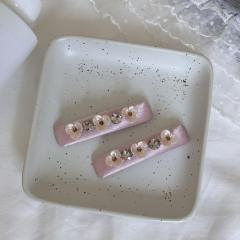 Korean fashion sweet pink color flower hair clips for women