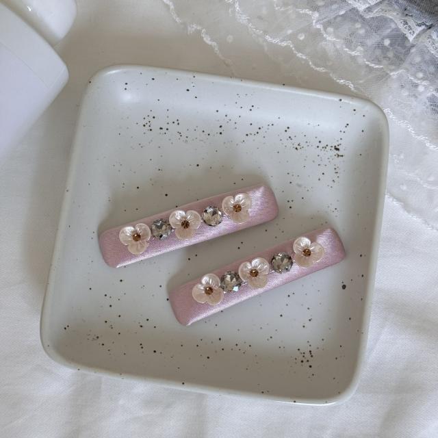 Korean fashion sweet pink color flower hair clips for women
