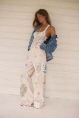 Street Fashion Casual Loose Printed Mid-Waist Straight-Leg Women's Jeans